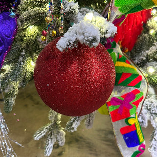 Red Glitter Ball Ornament, 6"