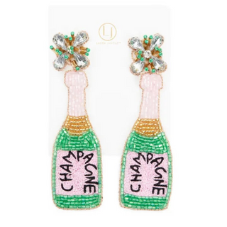 Teal Champagne Bottle Earrings