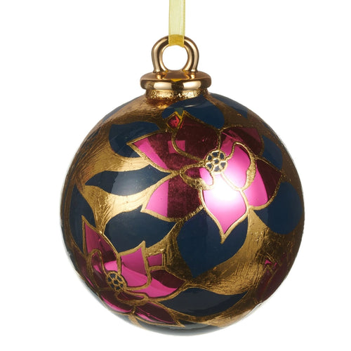 Burgundy Floral Ball Ornament
