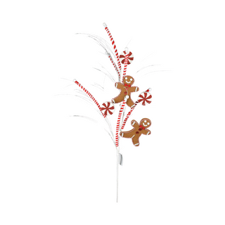 Red, White, and Brown Gingerbread Grass Spray