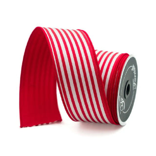 Red Newport Stripe Ribbon, 2.5" X 10YD