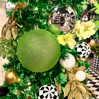 Lime Green Glitter Ball Ornament, 8"