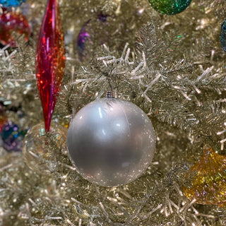 Silver Candy Apple Ball Ornament, 6"