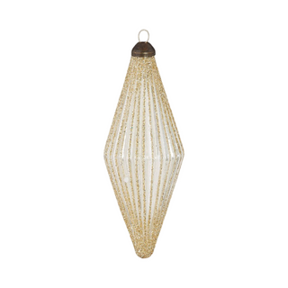 Glittered Diamond Ribbed Ornament
