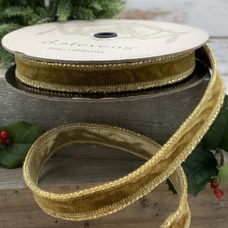 Velvet Gold Braid Edge, Gold Ribbon 1“ x 10YD