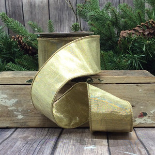 Light Gold Metallic Dupion Ribbon, 2.5" x 10YD
