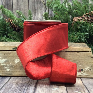 Red Metallic Dupioni Ribbon, 2.5" X 10YD