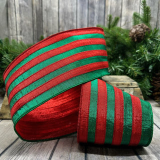 Holiday Metallic Stripe Dupion Ribbon, 4" X 10YD