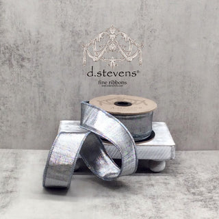 Pewter Metallic Dupion Ribbon, 1.5" X 10YD