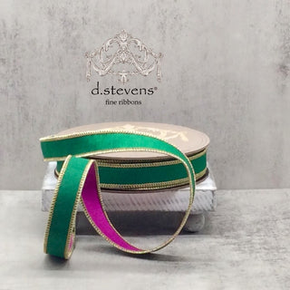 Purple & Green Double Sided Dupion Ribbon, 1" x 25YD