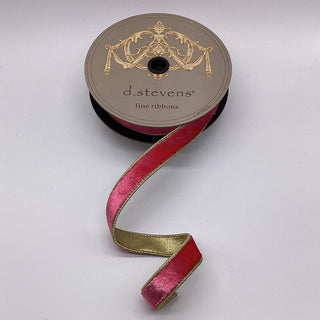 Iced Fuchsia Metallic Gold Back Ribbon, 1" X 10YD