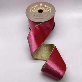 Iced Fuchsia Metallic Gold Back Ribbon, 4" X 10YD