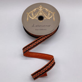 Metallic Dupion Orange, Copper Center Trim Ribbon 1” x 10YD
