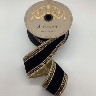 Black Jewel Side Velvet Ribbon, 2.5" X 5YD