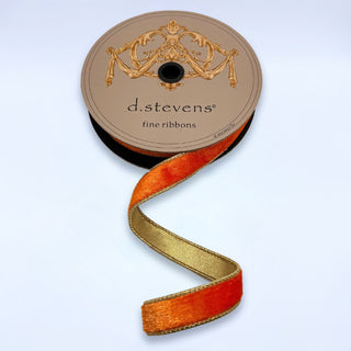 Orange & Metallic Gold Ribbon, 1” x 10YD