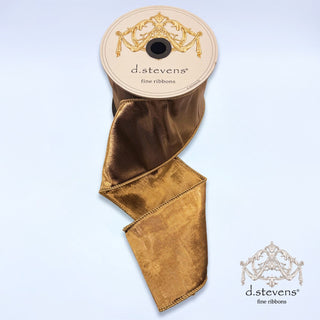 Metallic Dupion Ribbon, Pecan, 4“ x 10YD