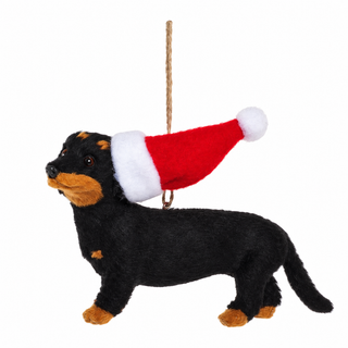 Dog with Santa Hat Ornaments