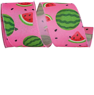 Watermelon and Seeds Linen Ribbon, 2.5" X 10YD