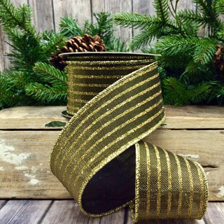 Gold Metallic Mesh Glitter Stripe, 2.5” X 10YD