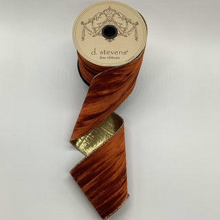 Rust Velvet with Gold Back Ribbon, 4" X 10YD