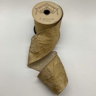 Gold Jacquard Waves Ribbon, 4" X 10YD