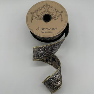 Black and Gold Crushed Metallic Ribbon, 1.5” X 10YD