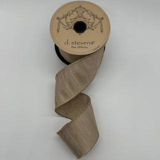 Khaki Metallic Basket Weave Ribbon, 2.5” X 10YD