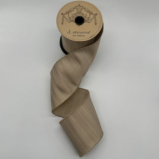 Khaki Metallic Basket Weave Ribbon, 4" X 10YD