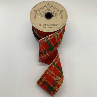 Velvet Glitter Plaid Ribbon, 2.5" X 10YD