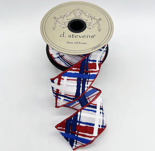 Poplin Watercolor Criss Cross Plaid Ribbon 1.5“ x 10YD