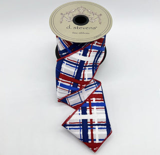 Poplin Watercolor Criss Cross Plaid Ribbon 2.5“ x 10YD