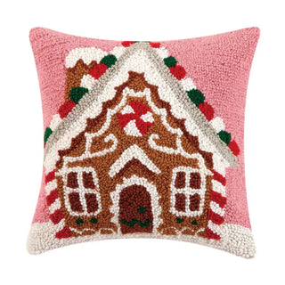 Gingerbread House Candy Cane Hook Pillow