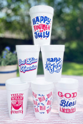 God Bless America Stars Foam Cup Set
