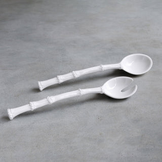 VIDA Bamboo Large Salad Servers, White