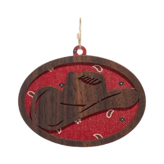 Wooden Red Cowboy Gear Ornaments