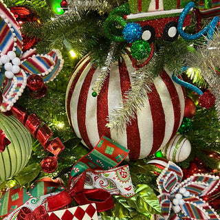 Red and White Striped Glitter Ball