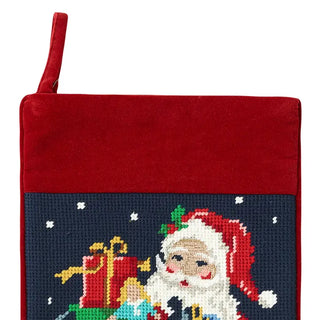 Santa with Toys Needlepoint Stocking
