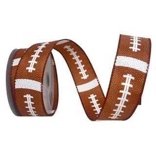 Football Satin Ribbon, 1.5" X 10YD