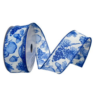 Blue Toile Harvest Harmony Ribbon, 1.5" X 10YD