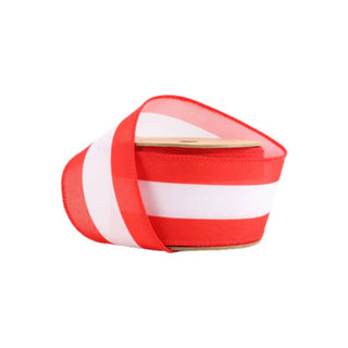 Red and White Stripe Ribbon, 2.5" x 10YD