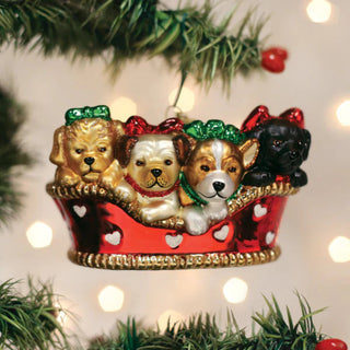 Puppies In A Basket Ornament