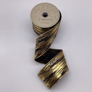 Satin Brushed Gold Glitter Ribbon, 2.5” X 10YD