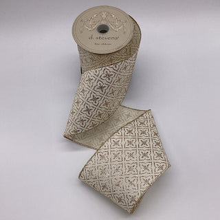 Satin Gold Glitter Quatrefoil Ribbon, 4” X 10YD