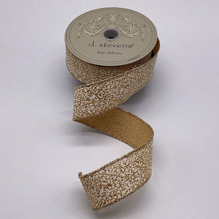 Gold & White Glitter Ribbon, 1.5“ x 10YD