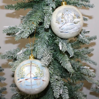 Capiz Snowy Woodland Ornaments