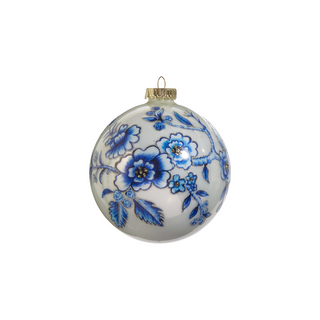Blue Floral Ball Ornament