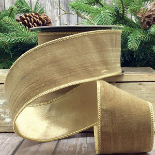 Chestnut Velvet Gold Back Ribbon, 2.5" X 10YD