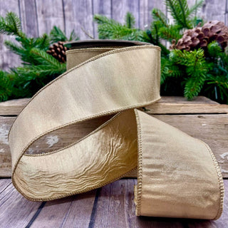 Gold Metallic Dupion Ribbon, 2.5“ x 10YD
