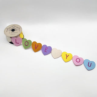 Felt Embroidery Love Conversation Hearts Ribbon, 2.5“ x 5YD
