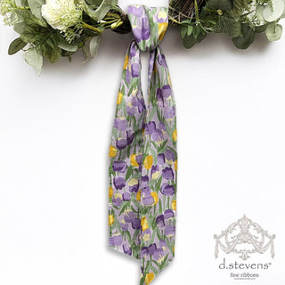 Purple Watercolor Tulip Sash, 4“ x 56”